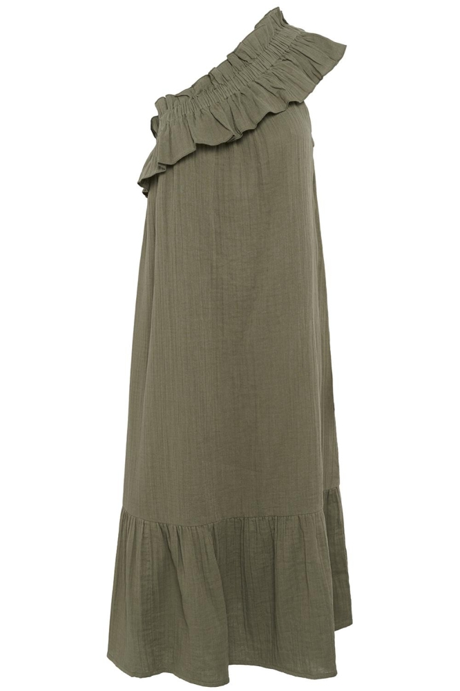 CUELINA ONE SHOULDER DRESS 50110614 170517 DUSKY GREEN